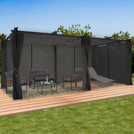 Tetto retrattile Pergola limited edition 3x6 M e 6 tende grigio antracite