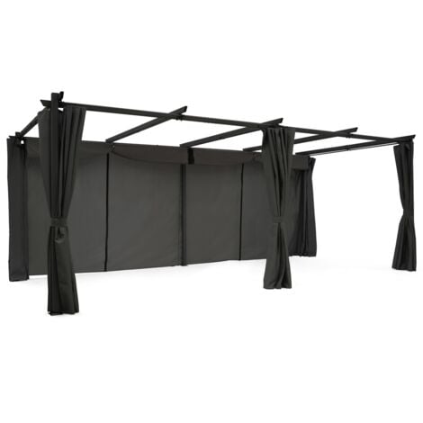 Tetto retrattile Pergola limited edition 3x6 M e 6 tende grigio antracite