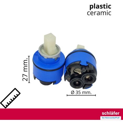 Schläfer 480055  Cartuccia Rubinetto Miscelatore 35mm, Cartuccia di Ricambio in Ceramica Bassa con 2 Piedini, Per Rubinetti Miscelatori Monocomando di Cucina, Bagno, Doccia e Vasca