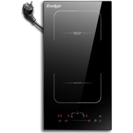 Piano Cottura a Induzione a 2 Piastre con Spina, Piano Cottura Induzione Cooksir, Piano Cottura Elettrico 2 Zone, Flex Zone, 220V-240V, Piano Induzione 3500W, Blocco di Sicurezza per Bambini