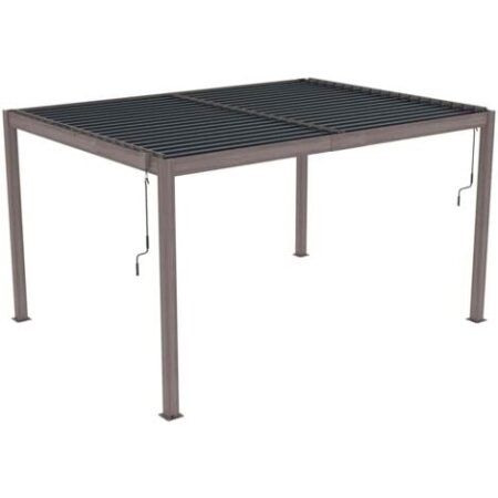 Pergola Bioclimatica Gardiun Hampshire 3x4 di 12m2 Gazebo da Giardino Fabbricato in Alluminio e Acciaio Zincato Effetto Legno