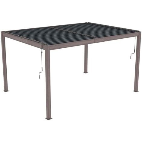 Pergola Bioclimatica Gardiun Hampshire 3x4 di 12m2 Gazebo da Giardino Fabbricato in Alluminio e Acciaio Zincato Effetto Legno