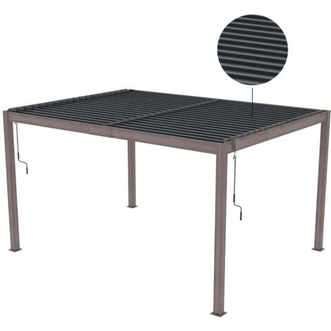 Pergola Bioclimatica Gardiun Hampshire 3x4 di 12m2 Gazebo da Giardino Fabbricato in Alluminio e Acciaio Zincato Effetto Legno