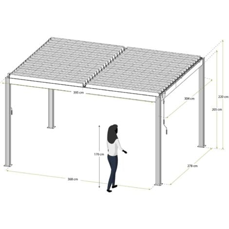Pergola Bioclimatica Gardiun Hampshire 3x4 di 12m2 Gazebo da Giardino Fabbricato in Alluminio e Acciaio Zincato Effetto Legno