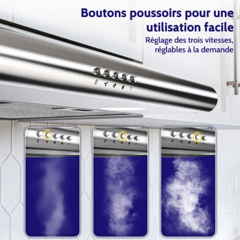 FIREGAS Cappa aspirante 60 cm per ricircolo o scarico, cappa aspirante 60 cm con motore senza spazzole e 3 livelli di potenza, potenza aspirante 250 m³/h, in acciaio inox [Classe di efficienza energet