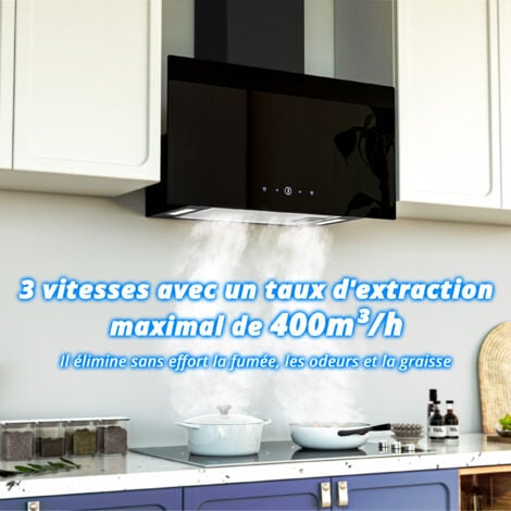 FIREGAS Cappa aspirante 60 cm con motore DC brushless, ricircolo dell'aria o scarico, cappa a testa con 3 livelli di potenza, con alluminio a 5 strati e filtro ai carboni attivi [Classe di efficienza