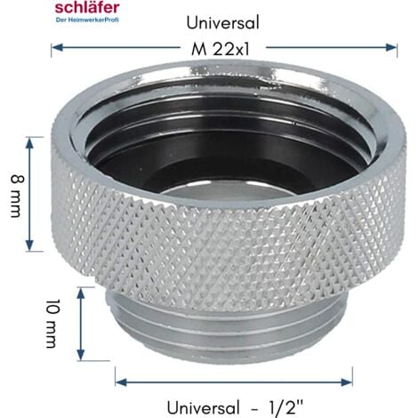 Schläfer 614115  Adattatore Rubinetto Maschio Femmina, Filetto m22x1 Interno x 1/2 Esterno, Riduttore in Ottone Compatibile con Aeratore Neoperl 5 Pz.