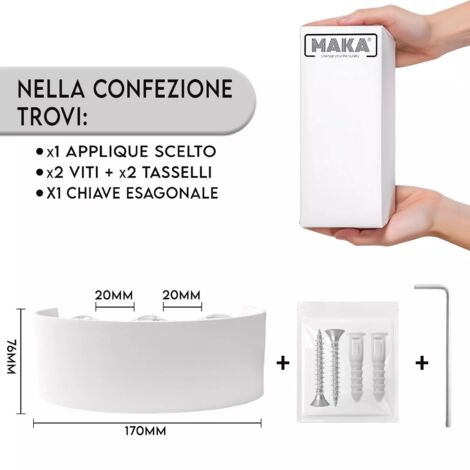 MAKA Applique LED 16W con Doppia Luce, Protezione IP65, Montaggio Facile a Muro per Esterni - 6500k