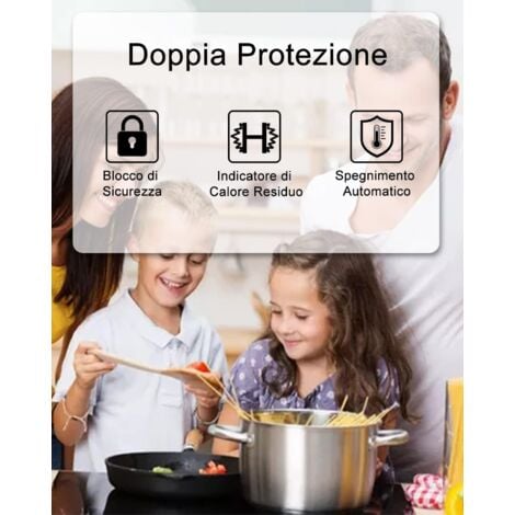 Piano cottura a induzione, 4 fuochi, L59 x P52 cm, 9 livelli di potenza, 6400 W, a incasso, nessuna spina inclusa, controllo touch, funzione pausa, timer, Hobsir