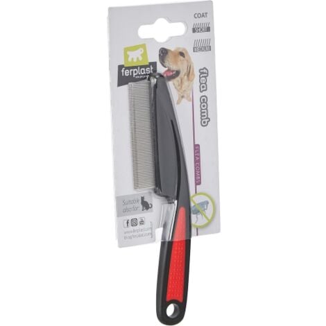Ferplast pettine spazzola antipulci parassiti per cani con manico in pvc e denti fitti pulizia animali