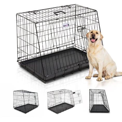 MaxxPet Gabbia per Cane - Gabbia per Cani con 2 Porte d'Ingresso - Pieghevole e Trasportabile - Kennel per Cane Grande - 78x47x55 cm - Colore Nero