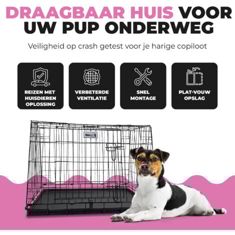 MaxxPet Gabbia per Cane - Gabbia per Cani con 2 Porte d'Ingresso - Pieghevole e Trasportabile - Kennel per Cane Grande - 78x47x55 cm - Colore Nero