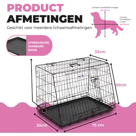 MaxxPet Gabbia per Cane - Gabbia per Cani con 2 Porte d'Ingresso - Pieghevole e Trasportabile - Kennel per Cane Grande - 78x47x55 cm - Colore Nero