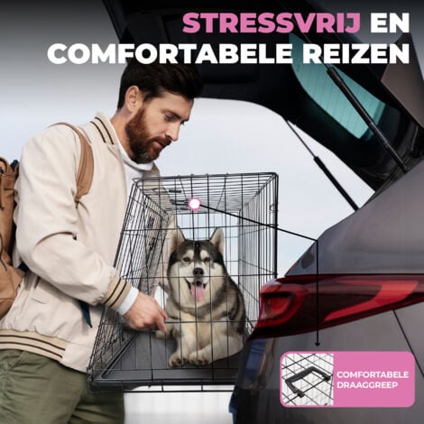 MaxxPet Gabbia per Cane - Gabbia per Cani con 2 Porte d'Ingresso - Pieghevole e Trasportabile - Kennel per Cane Grande - 78x47x55 cm - Colore Nero
