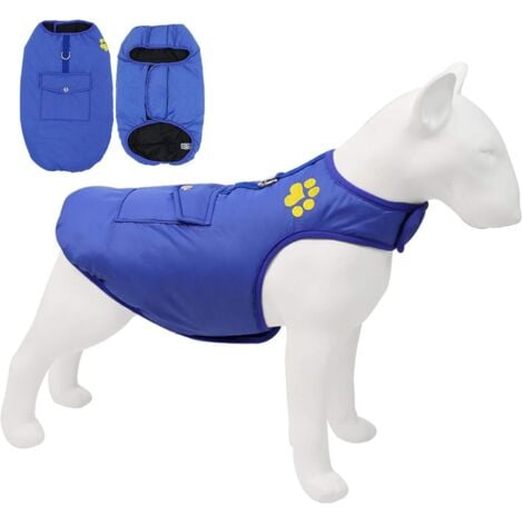 Cappotto impermeabile blu (M) per cani, giacca antivento reversibile per cani, gilet caldo, giacca per escursioni all'aperto per cani piccoli e medi