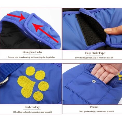 Cappotto impermeabile blu (M) per cani, giacca antivento reversibile per cani, gilet caldo, giacca per escursioni all'aperto per cani piccoli e medi