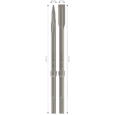Set di scalpelli Bosch SDS-max RTec 4 pezzi 400 x 25 mm scalpello piatto  scalpello a punta