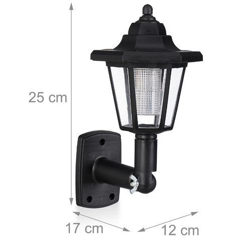 Relaxdays Set da 2 Lanterne Solari a LED da Esterno, Design Nostalgico, Risparmio Energetico, Impermeabile, Nero