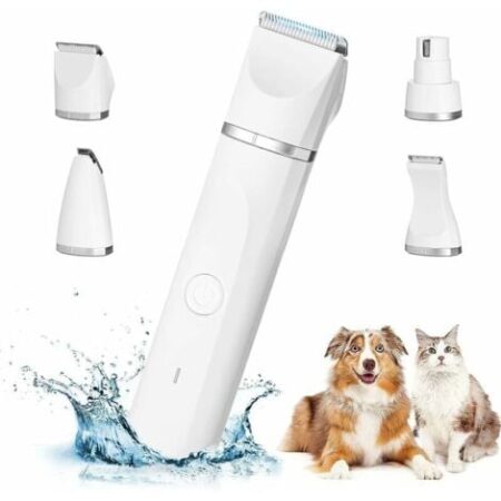 Tosatrice per cani professionale 4 in 1 KZQ: tosatrice per cani silenziosa IPX7 impermeabile, macchina per toelettatura per animali senza fili con cavo USB ricaricabile per gatti e altri animali domes