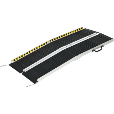 HOMCOM Rampa per Sedia a Rotelle Antiscivolo e Pieghevole in Alluminio 152x73cm