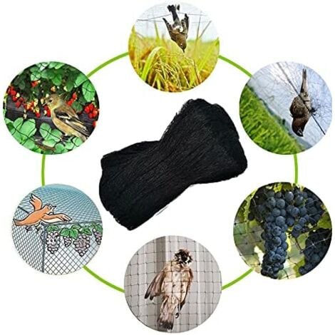Rete Anti Uccelli, Rete Uccelli 7,5 x 15 m, Rete Protezione Uccelli, Rete per Alberi da Frutto, Rete Nera per Uccelli Proteggi Alberi da Frutto e Verdura da Danni