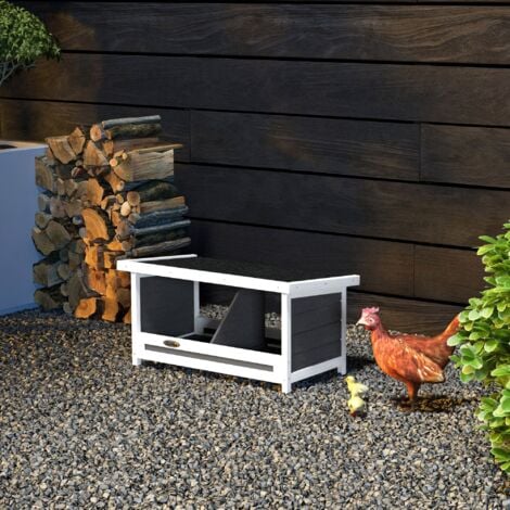 PawHut Nido Galline a 2 Aree in Legno con Base Rialzata e Tetto in Bitume
