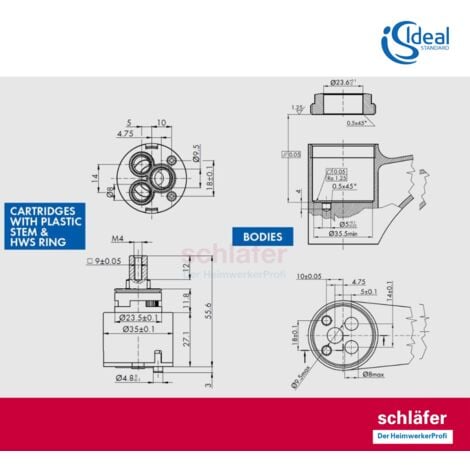 Schläfer 480050-B004  Cartuccia Ricambio Miscelatore ricambio ideal standard A860114NU
