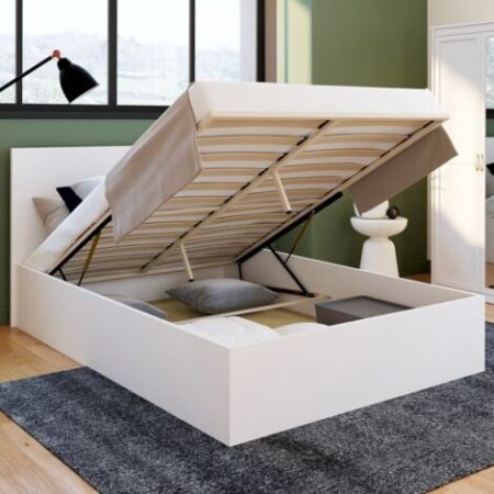 Letto matrimoniale SEASIDE con rete a doghe 140 x 190 cm bianco