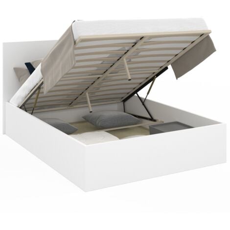 Letto matrimoniale SEASIDE con rete a doghe 140 x 190 cm bianco