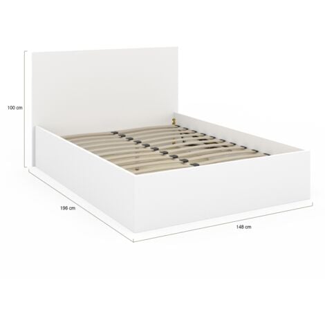 Letto matrimoniale SEASIDE con rete a doghe 140 x 190 cm bianco