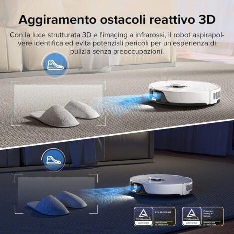 Roborock S8 Robot Aspirapolvere , 6000Pa, risposta 3D per evitare ostacoli, navigazione lidar, controllo vocale APP