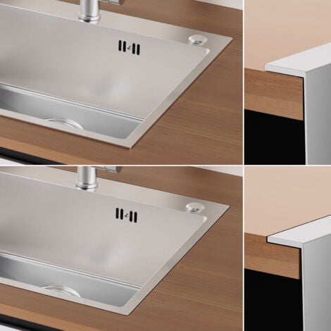 60 x 49 CM Lavello rettangolare, acciaio inox Lavello da incasso con sifone/ tubo di scarico, foro di troppopieno