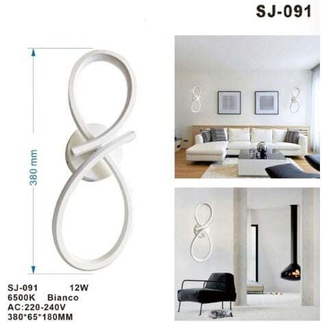 APPLIQUE LAMPADA INTERNO MODERNA PARETE MURO INFINITO 12W LUCE NATURALE SJ-091
