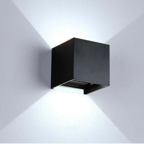 APPLIQUE NERO CUBO LED 10W FARETTO LAMPADA PARETE MURO LUCE FREDDO 6000K