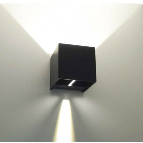 APPLIQUE NERO CUBO LED 10W FARETTO LAMPADA PARETE MURO LUCE FREDDO 6000K