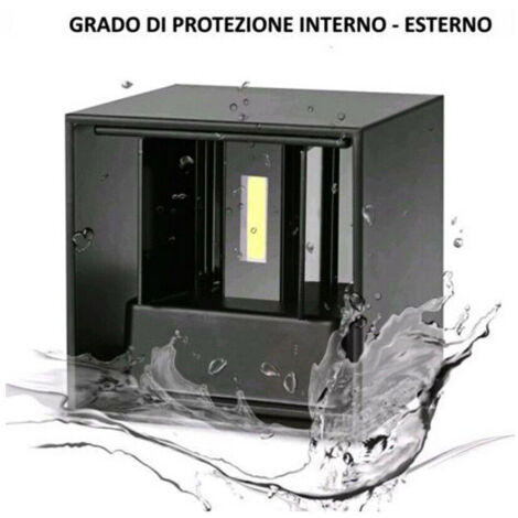 APPLIQUE NERO CUBO LED 10W FARETTO LAMPADA PARETE MURO LUCE FREDDO 6000K