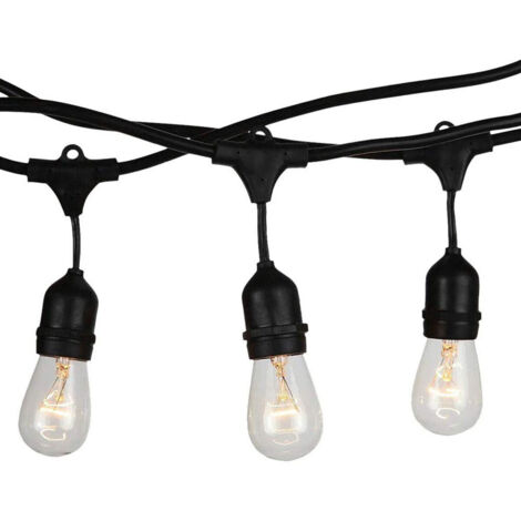 CATENARIA LUCI 10MT E 10 PORTALAMPADE E27 NERA ALLUNGABILE IP44 INTERNO ESTERNO