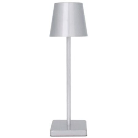 LAMPADA DA TAVOLO TOUCH LED MODERNA RICARICABILE BAR HOTEL RISTORANTE SILVER