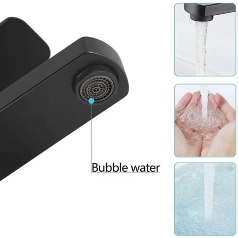 Rubinetto del bagno Rubinetto per lavabo disponibile con acqua calda-fredda Rubinetto per lavaggio a mano estraibile con superficie in rame durevole nero Comodo da pulire o sostituire.