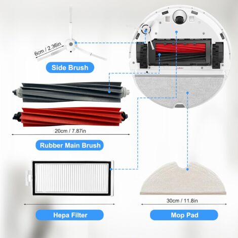 Kit accessori per aspirapolvere robot Roborock Q8 Max/Q8 Max+/Q5 Pro - Parti di ricambio per robot aspirapolvere Roborock Q8 Max/Q8 Max+/Q5 Pro - Parti di ricambio 2 Spazzola a rullo 4 Filtri 4