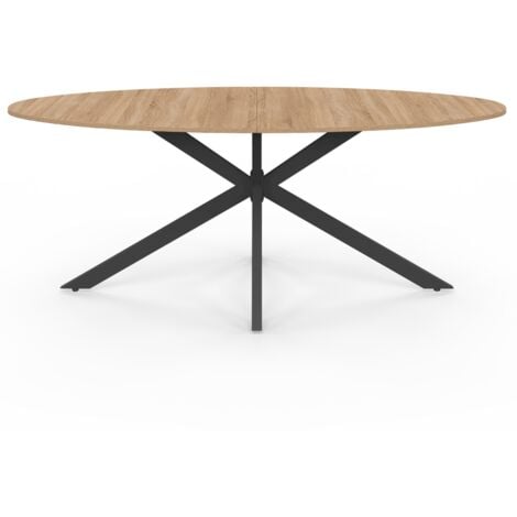 Tavolo da pranzo ovale ALIX, legno e gambe a ragno nere, 10 persone, 200 cm