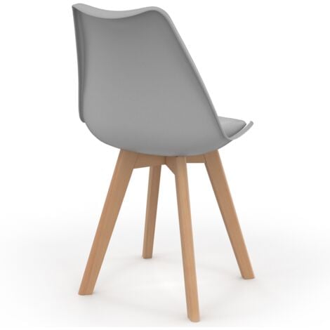 Juego de 4 sillas escandinavas SARA en gris oscuro, blanco y negro con patchwork negro, gris y blanco