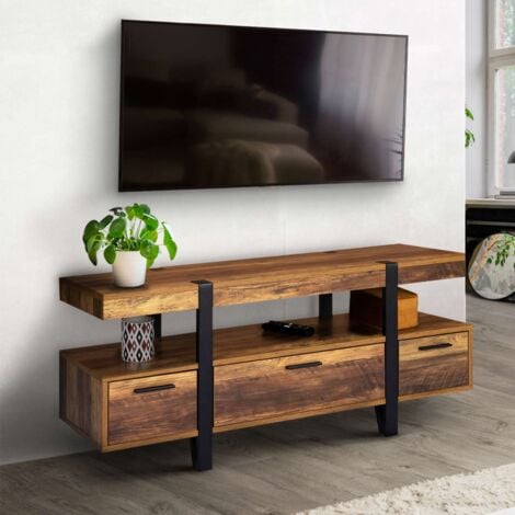 AUSTRIA Porta TV con gambe a spillo in legno da 113 cm con cassetti