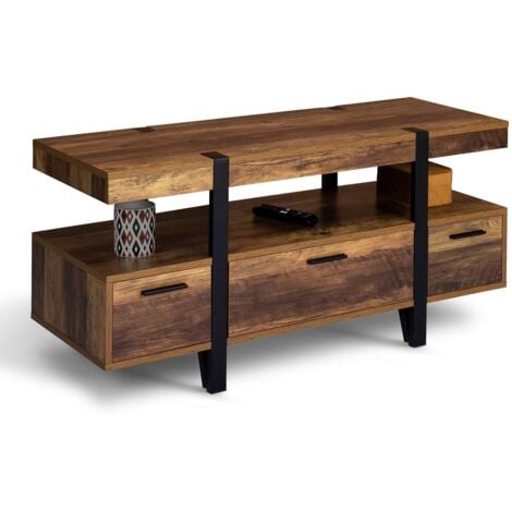 AUSTRIA Porta TV con gambe a spillo in legno da 113 cm con cassetti