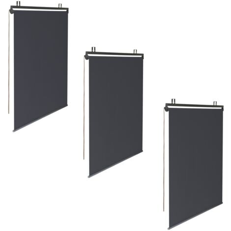 Set di 3 tende a rullo L. 124 x H. 225 CM per pergola grigio antracite