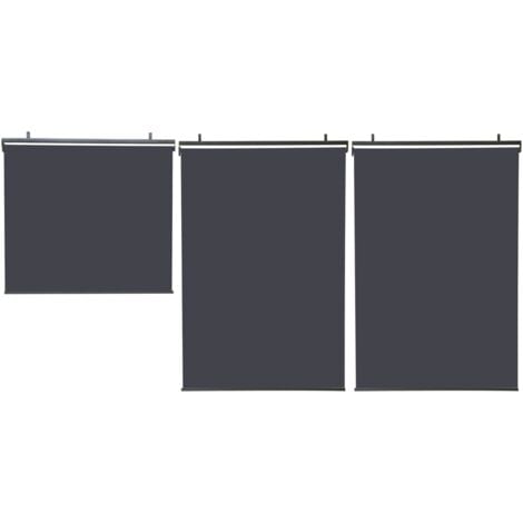 Set di 3 tende a rullo L. 124 x H. 225 CM per pergola grigio antracite