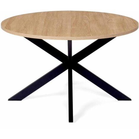 Tavolino rotondo ALIX con gamba a ragno, 70 cm, legno e nero