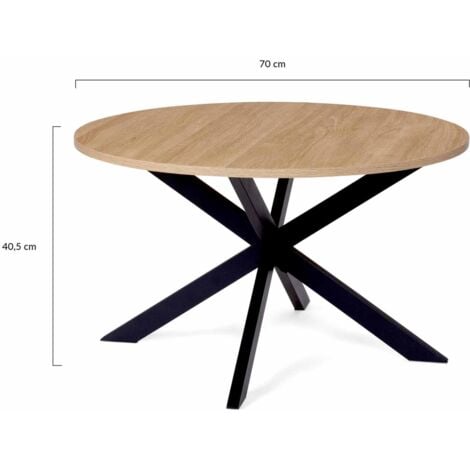 Tavolino rotondo ALIX con gamba a ragno, 70 cm, legno e nero
