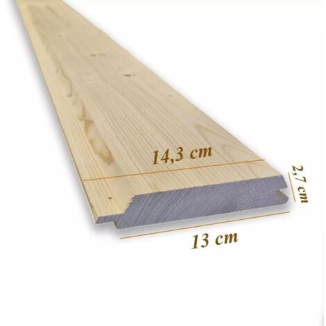 Perlina in Legno di Abete ad Incastro da 300 cm, Sezione 2,7x14,5 cm