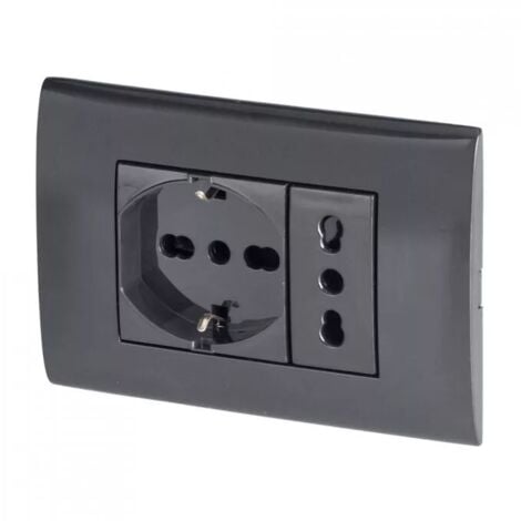 placca premontata poly pool antracite con frutto 10/16a